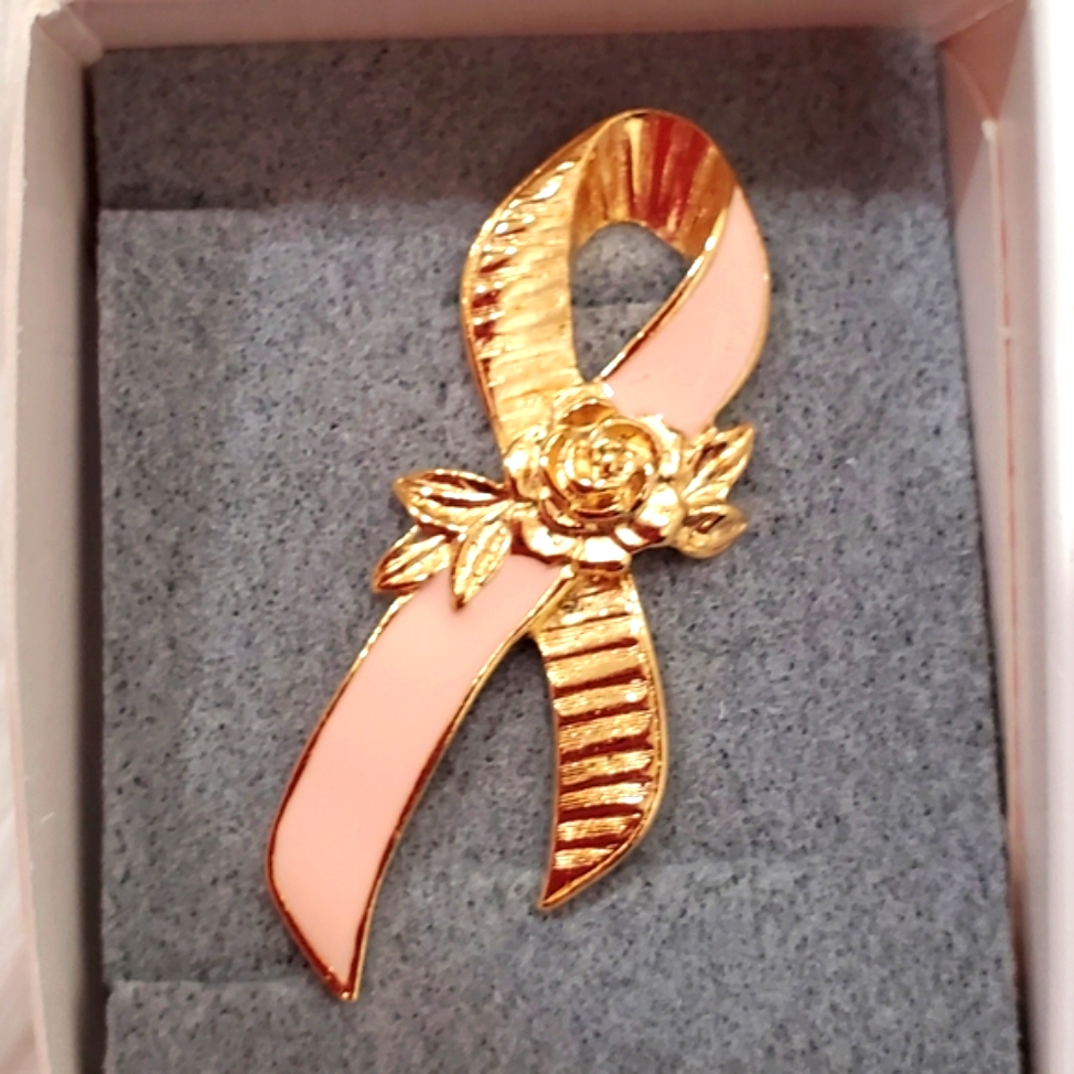 Nwot Pink And Gold Tone Breast Cancer Awareness Tac Pin